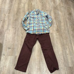 Boys size 5/6 outfit. Checked Lands End dress shirt and Old Navy size 6 pants.